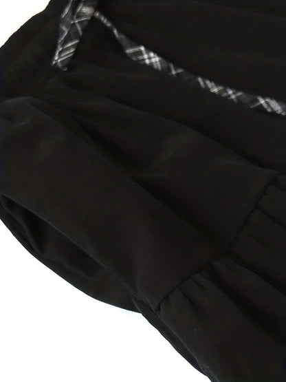 Women's floor-length tiered skirt with a checked underskirt and drawstring