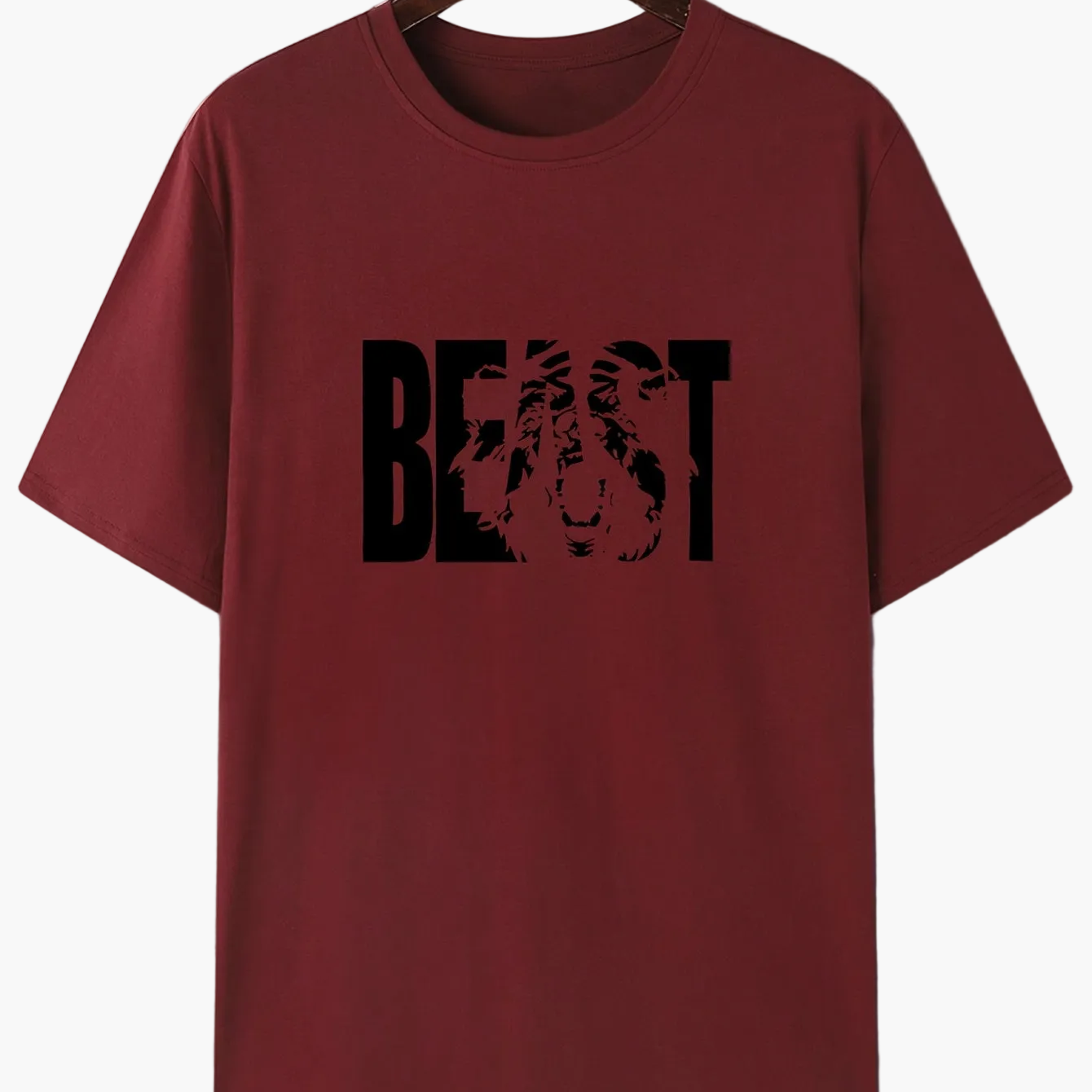 Men's T-Shirt with BEAST Print – Urban Streetwear Oversize, Short Sleeve