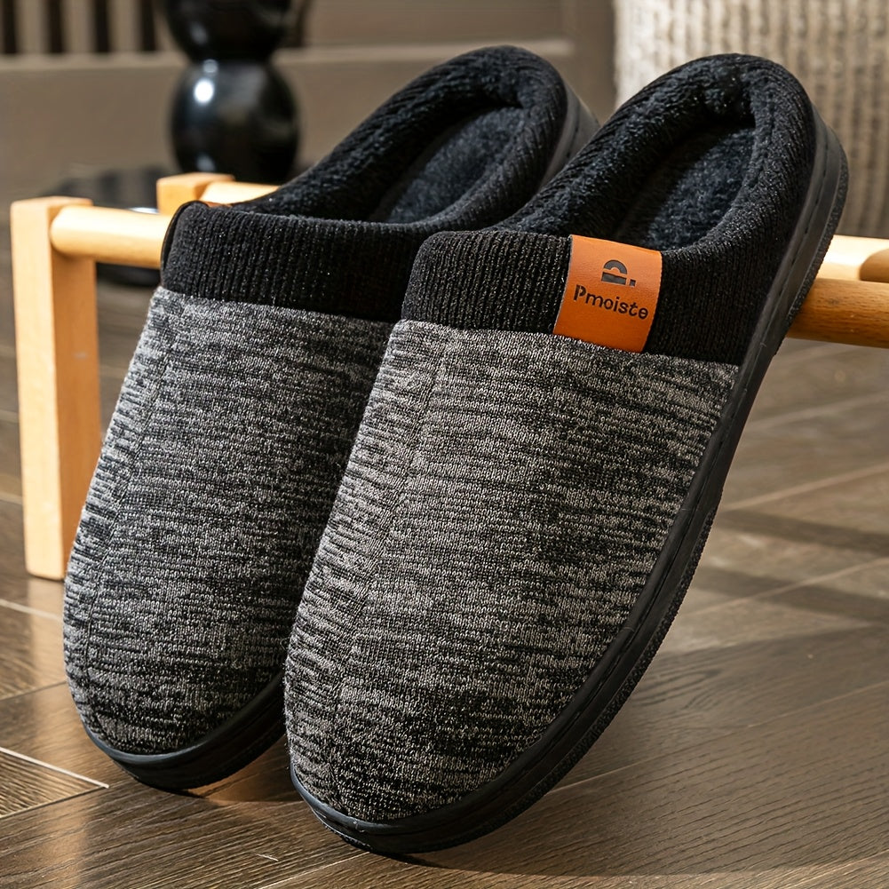 Unisex slippers, marled with a knitted cuff and soft lining