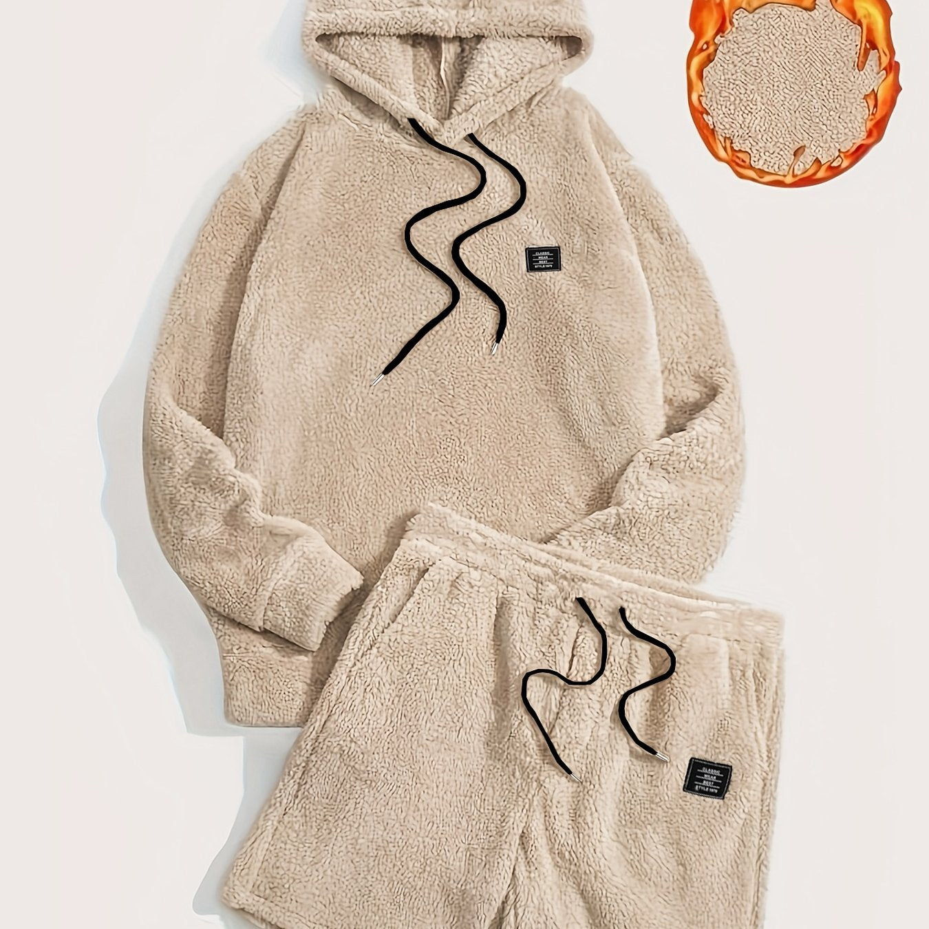 Unisex Teddyfleece Hoodie & Shorts Set Plüsch Hausanzug