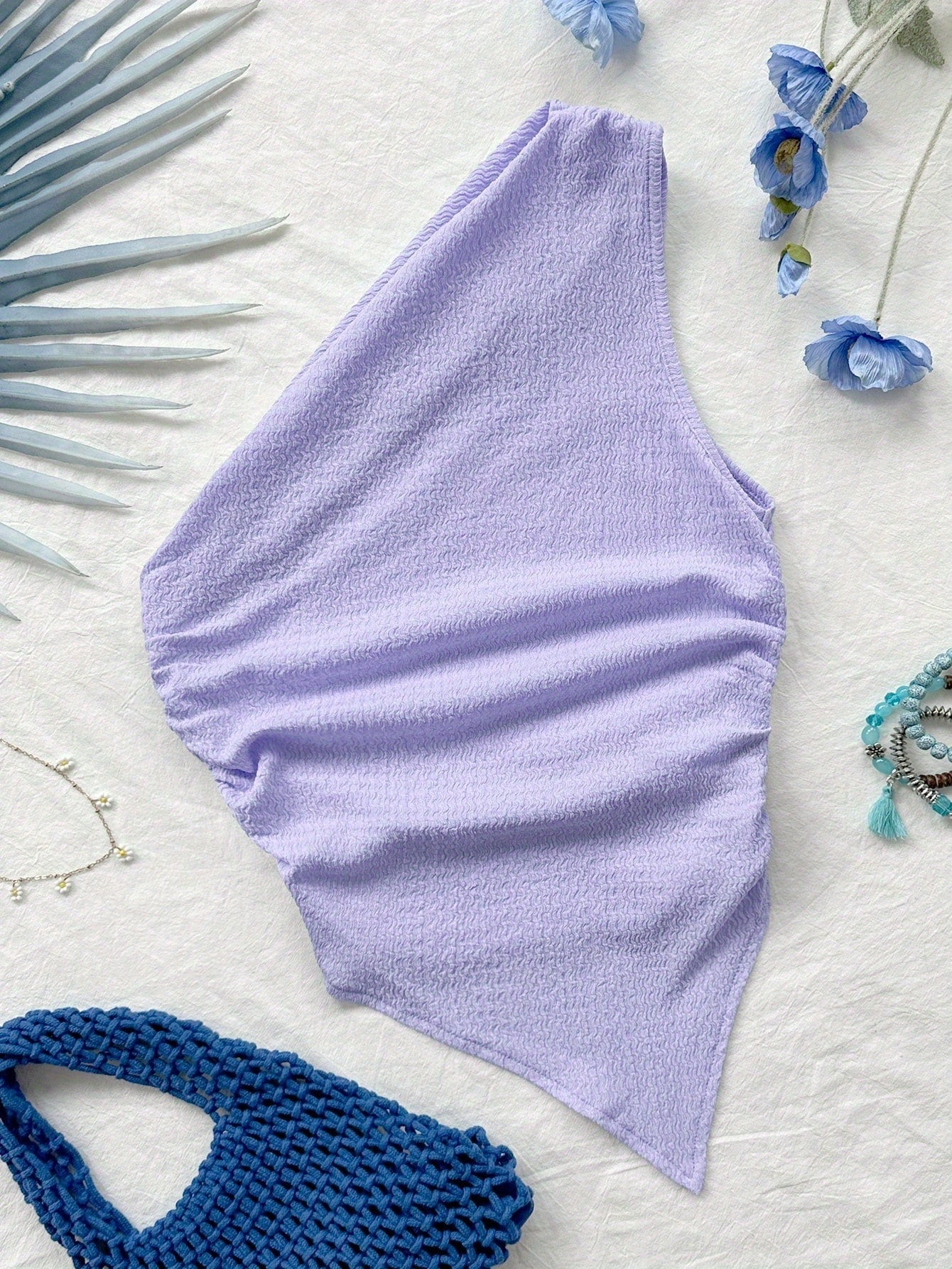 Damen Asymmetrisches Freizeit-Top mit Blumenmuster für den Sommer