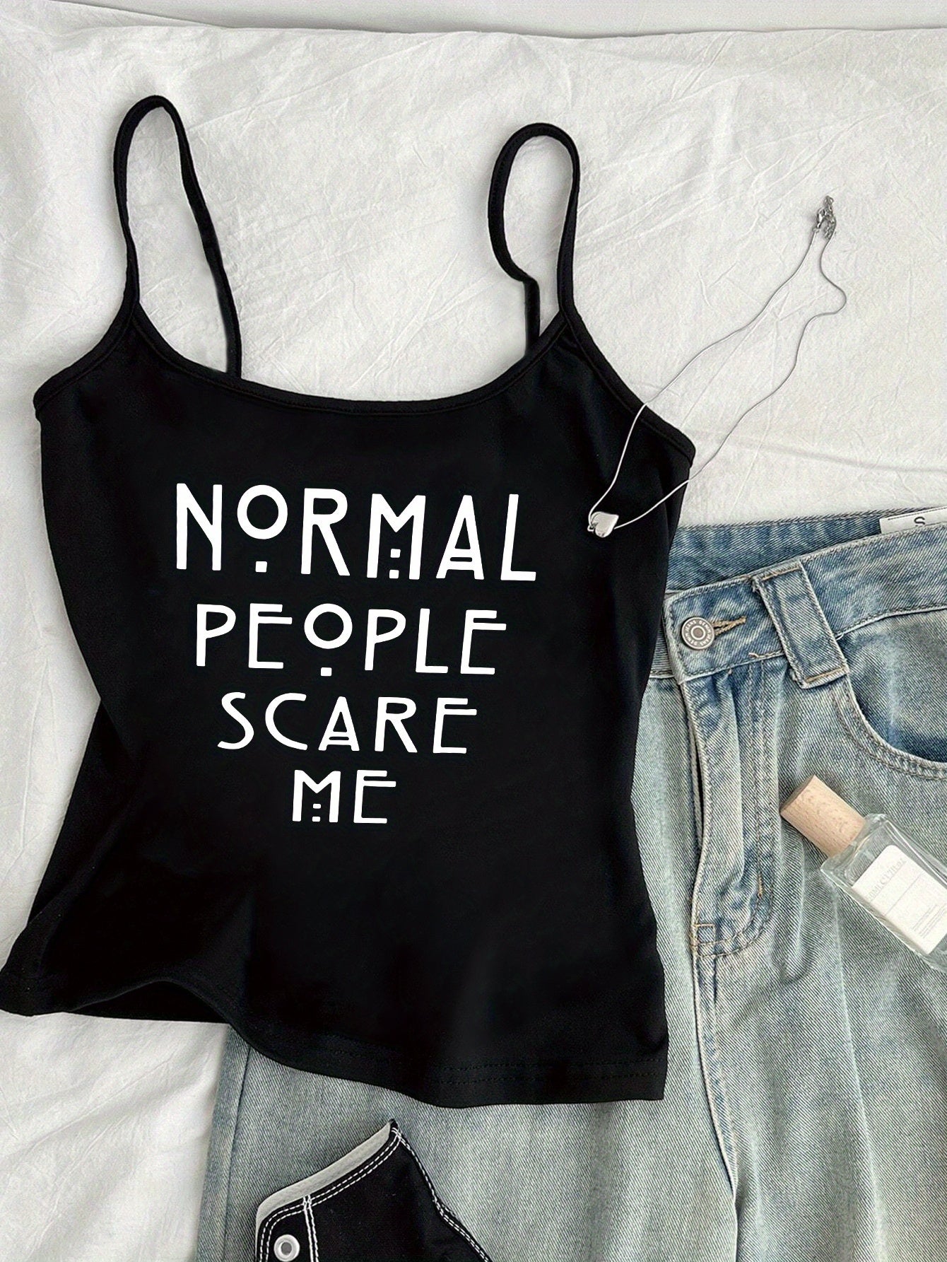 Women's Statement Camisole Top – Normal People Scare Me – Urban Streetwear Summer
