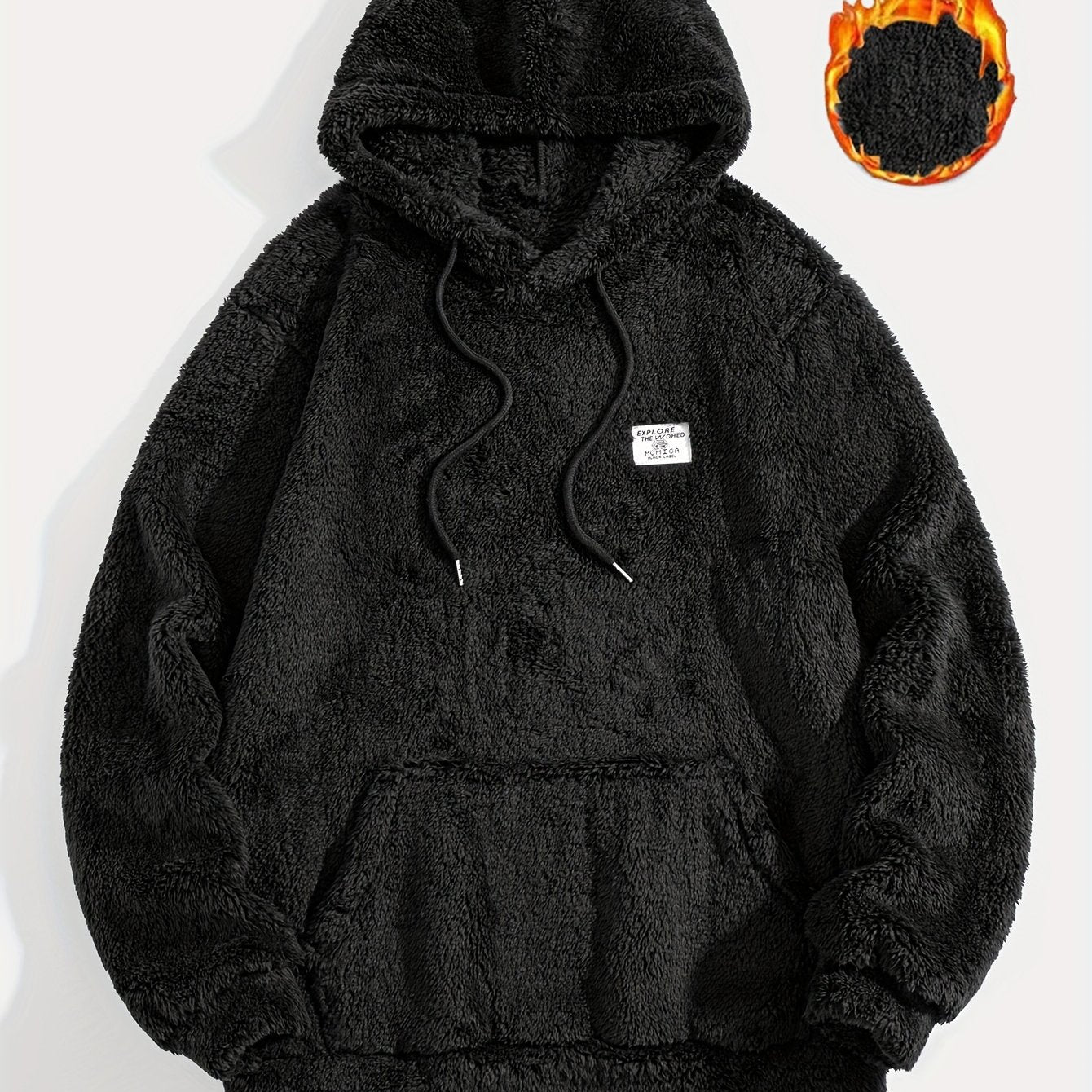 Unisex teddy fleece hoodie with a kangaroo pocket and hood