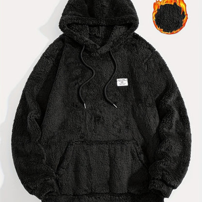 Unisex teddy fleece hoodie with a kangaroo pocket and hood
