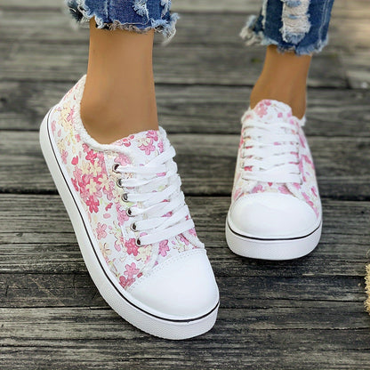 Damen Sneaker Freizeitmode mit Blumenmuster – Bequeme Alltagsschuhe für stilbewusste Frauen