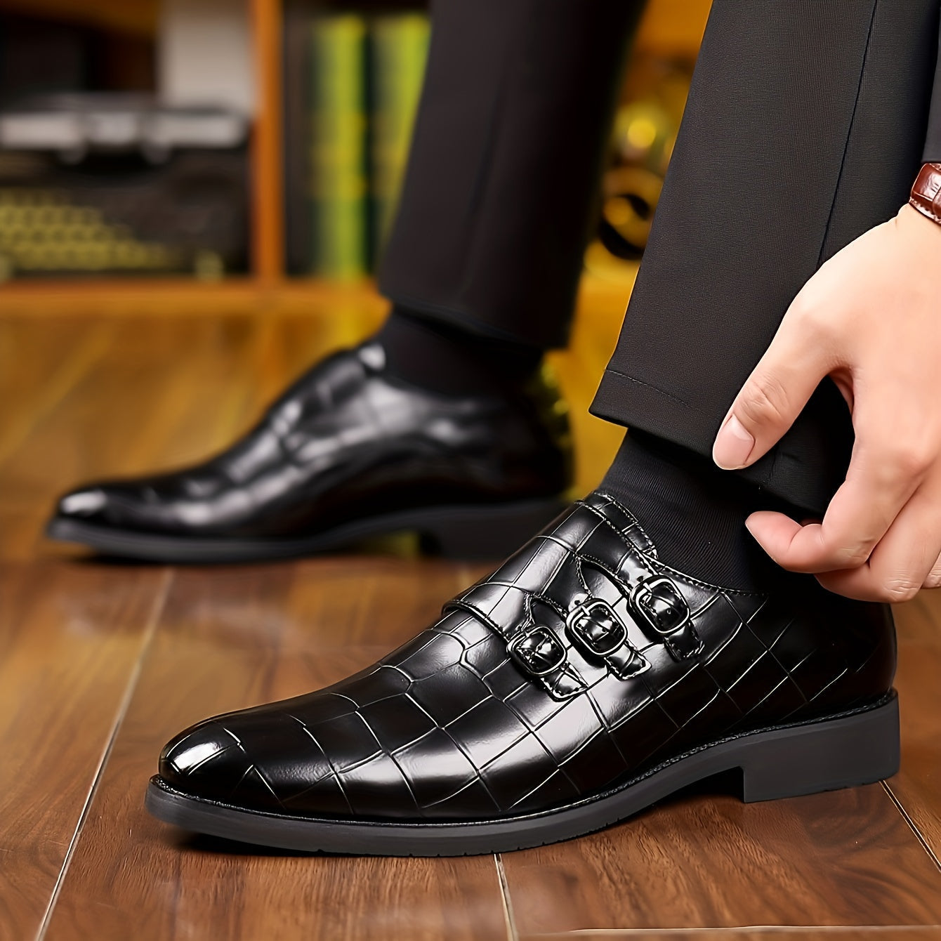 Herren Business-Schuhe Vintage Stil mit Schnallen – Elegante Freizeitschuhe für Büro und festliche Anlässe
