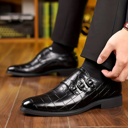 Herren Business-Schuhe Vintage Stil mit Schnallen – Elegante Freizeitschuhe für Büro und festliche Anlässe
