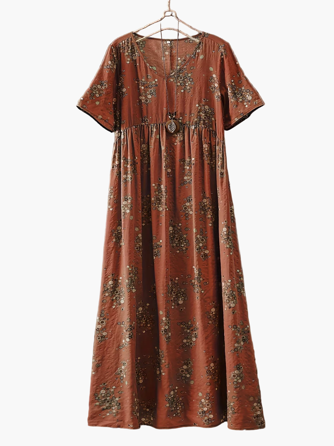 Women's Boho Maxi Dress with Floral Pattern and V-Neck, Casual, Summer, Plus Sizes
