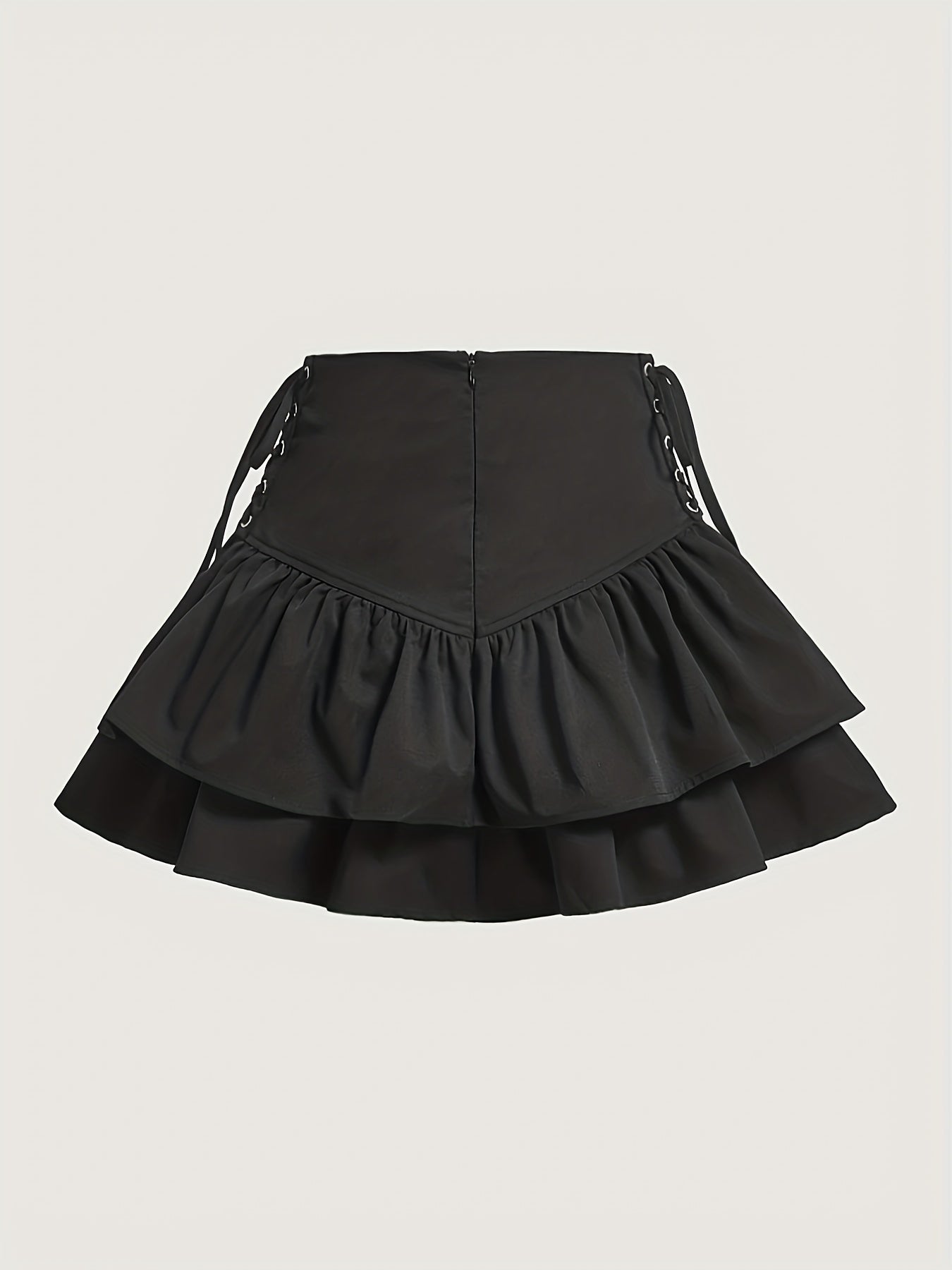 Women's Gothic Ruffled Skirt with Lacing – Elegant Mini Skirt for Special Occasions