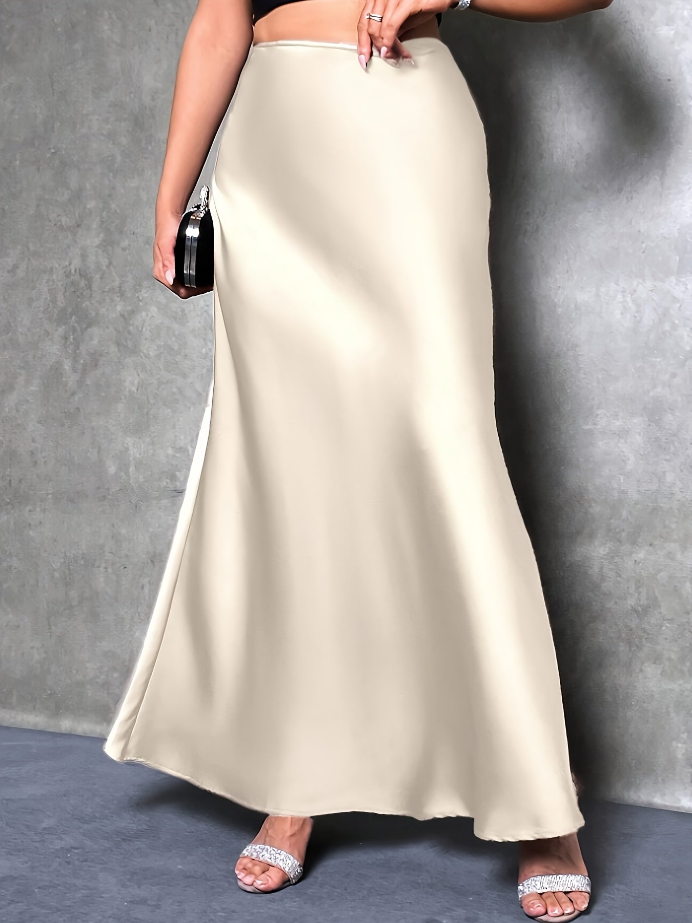 Women's Elegant Maxi Skirt for Evening & Occasion, High Waist, Flared Cut