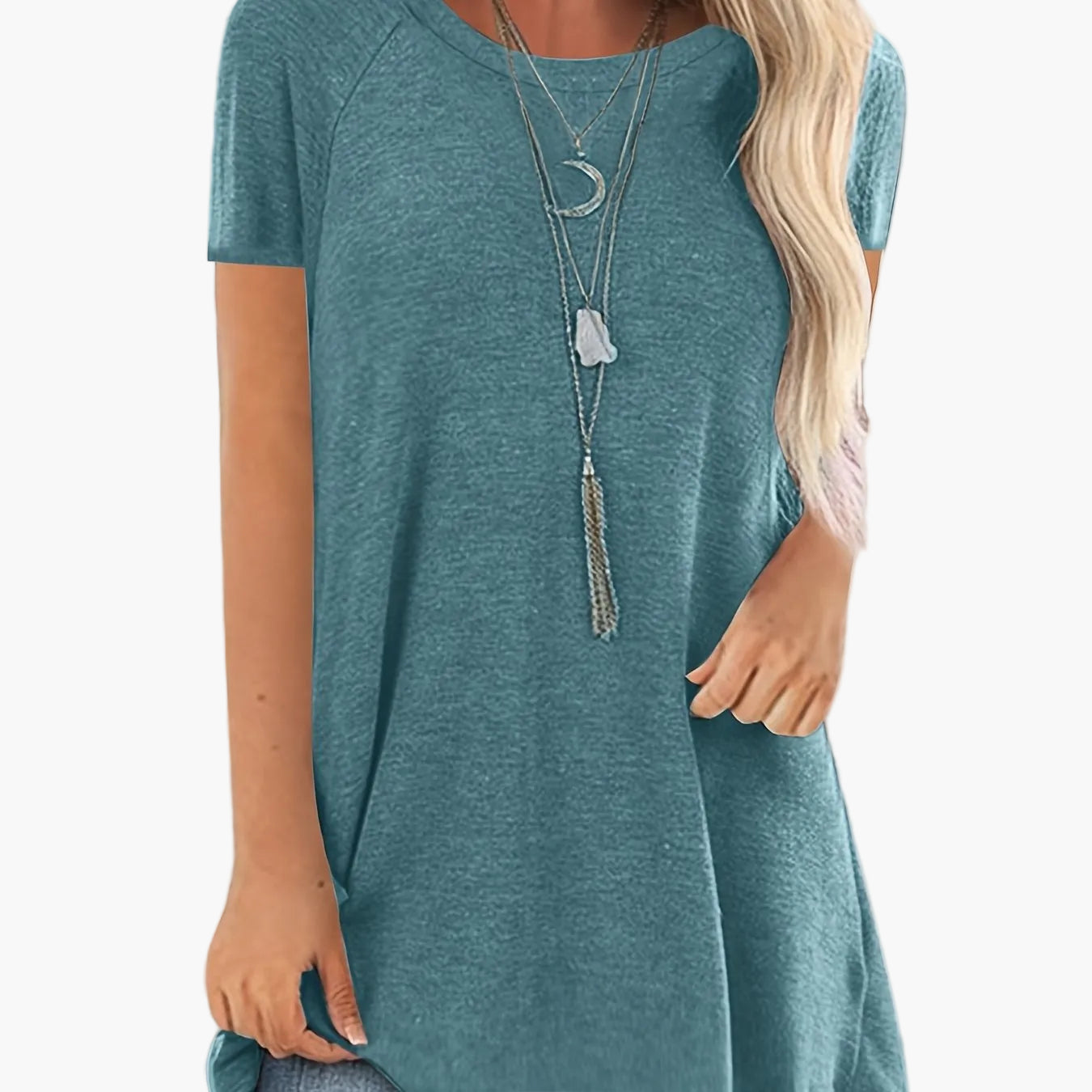 Women's Tunic Shirt Short Sleeve Loose Fit Casual Everyday