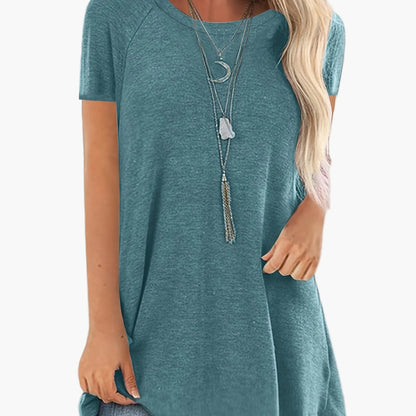 Women's Tunic Shirt Short Sleeve Loose Fit Casual Everyday