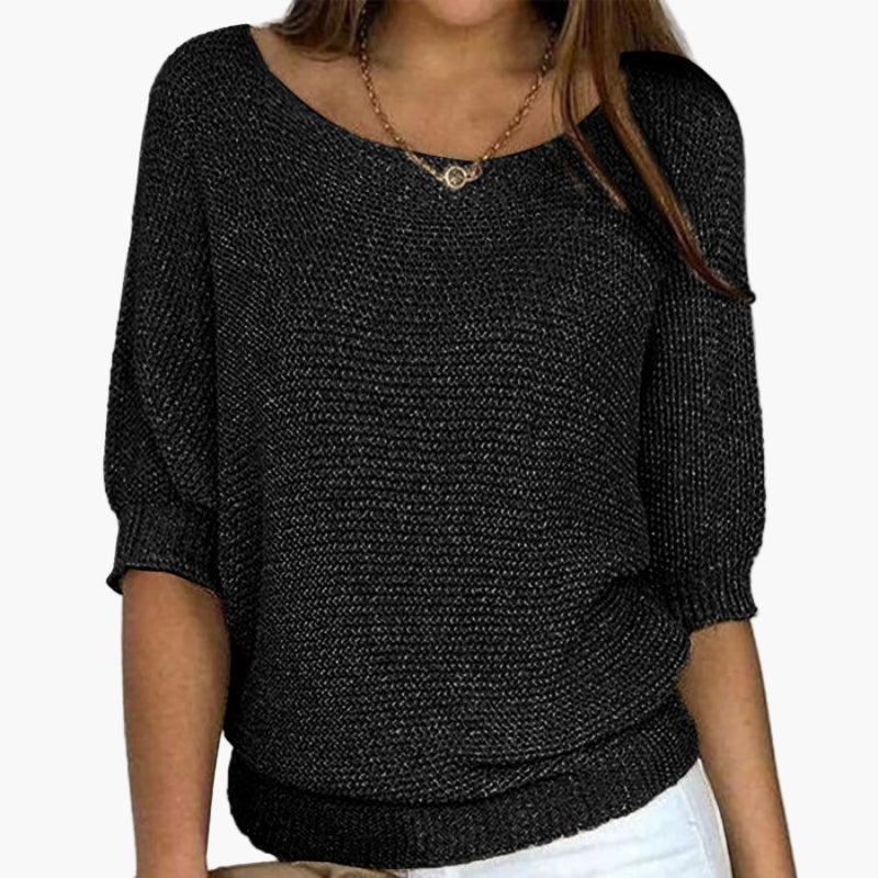 Women's knitted sweater with wide neckline – Casual comfort for everyday and leisure