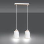 Hanglamp gepoedercoat staal en hout Scandinavisch Bolero wit 40 x 100 cm, 2 E27-fittingen, verstelbare hoogte
