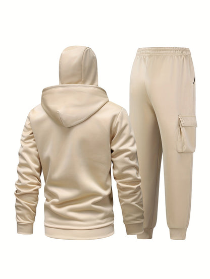 Unisex Trainingsanzug mit Kapuzenjacke und Balaclava-Design, Cargohose