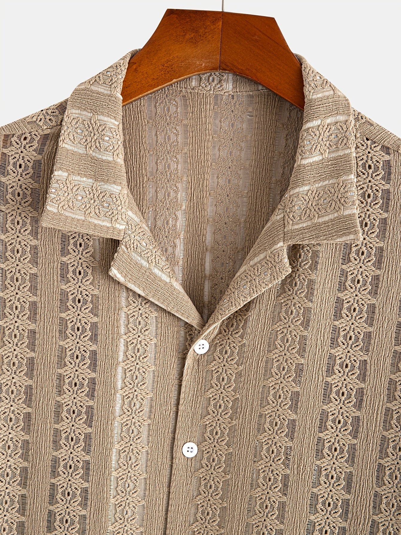 Men's Boho Short-Sleeve Shirt with Geometric Pattern – Perfect for Vacation and Beach