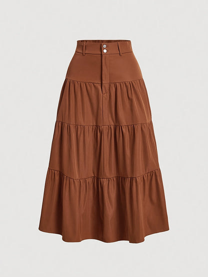 Damen Eleganter Stufenrock mit Hoher Taille für Alltag und Büro