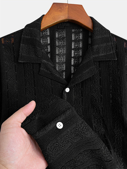 Herren Kurzarm Resorthemd mit Spitze und Knopfleiste – Modernes Freizeitshirt für Sommer und Urlaub