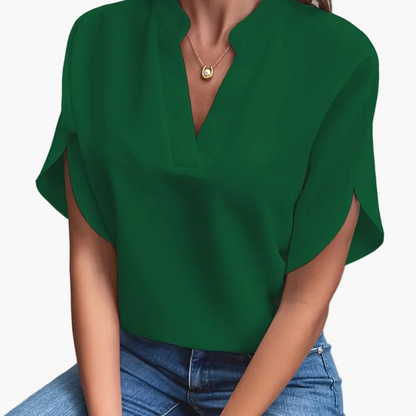 Women's summer blouse with V-neck – Airy casual shirt for everyday and office use