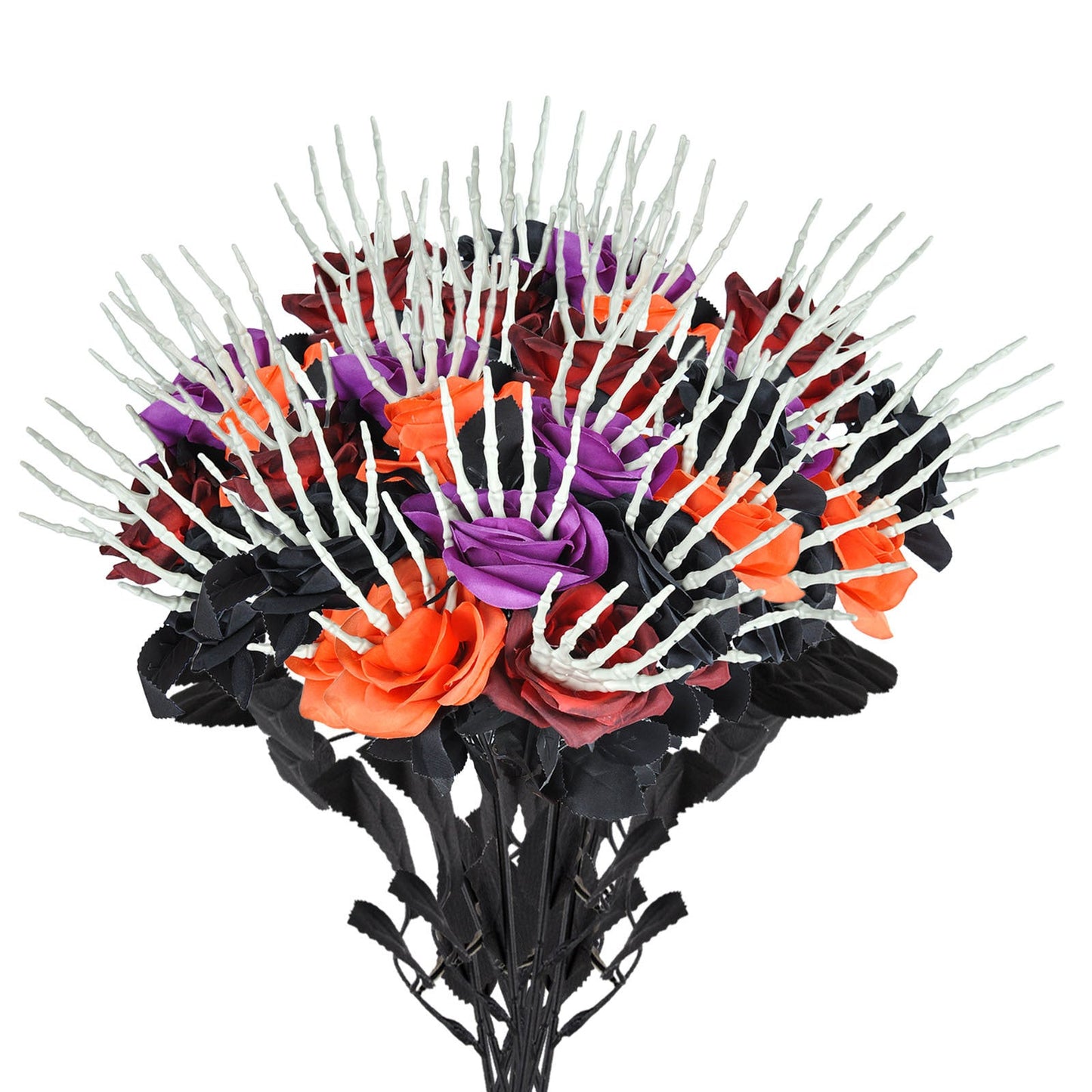 Halloween decoration artificial flowers roses with skeleton hand – spooky party decoration