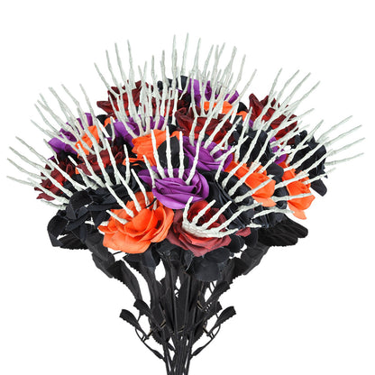 Halloween decoration artificial flowers roses with skeleton hand – spooky party decoration