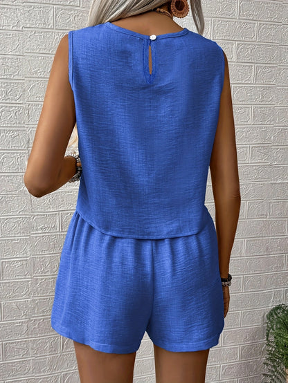 Women's Summer Overall Set – Elegant Sleeveless Jumpsuit with Shorts, Ideal for Leisure & Vacation