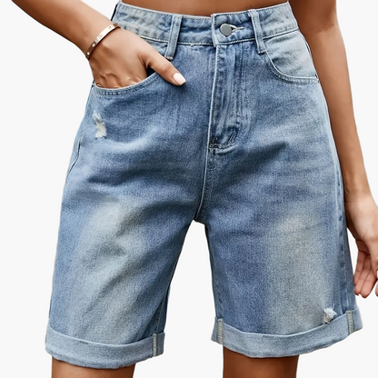 Women's High Waist Jeans Bermuda Shorts in Casual Look for Summer