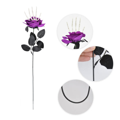 Halloween decoration artificial flowers roses with skeleton hand – spooky party decoration