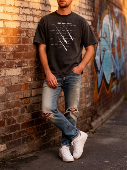Men's Oversize Streetwear T-Shirt with Print – Casual Leisure Style for Adults