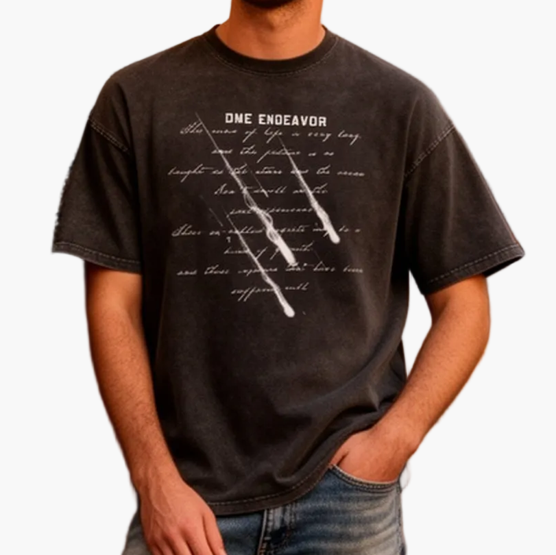 Men's Oversize Streetwear T-Shirt with Print – Casual Leisure Style for Adults