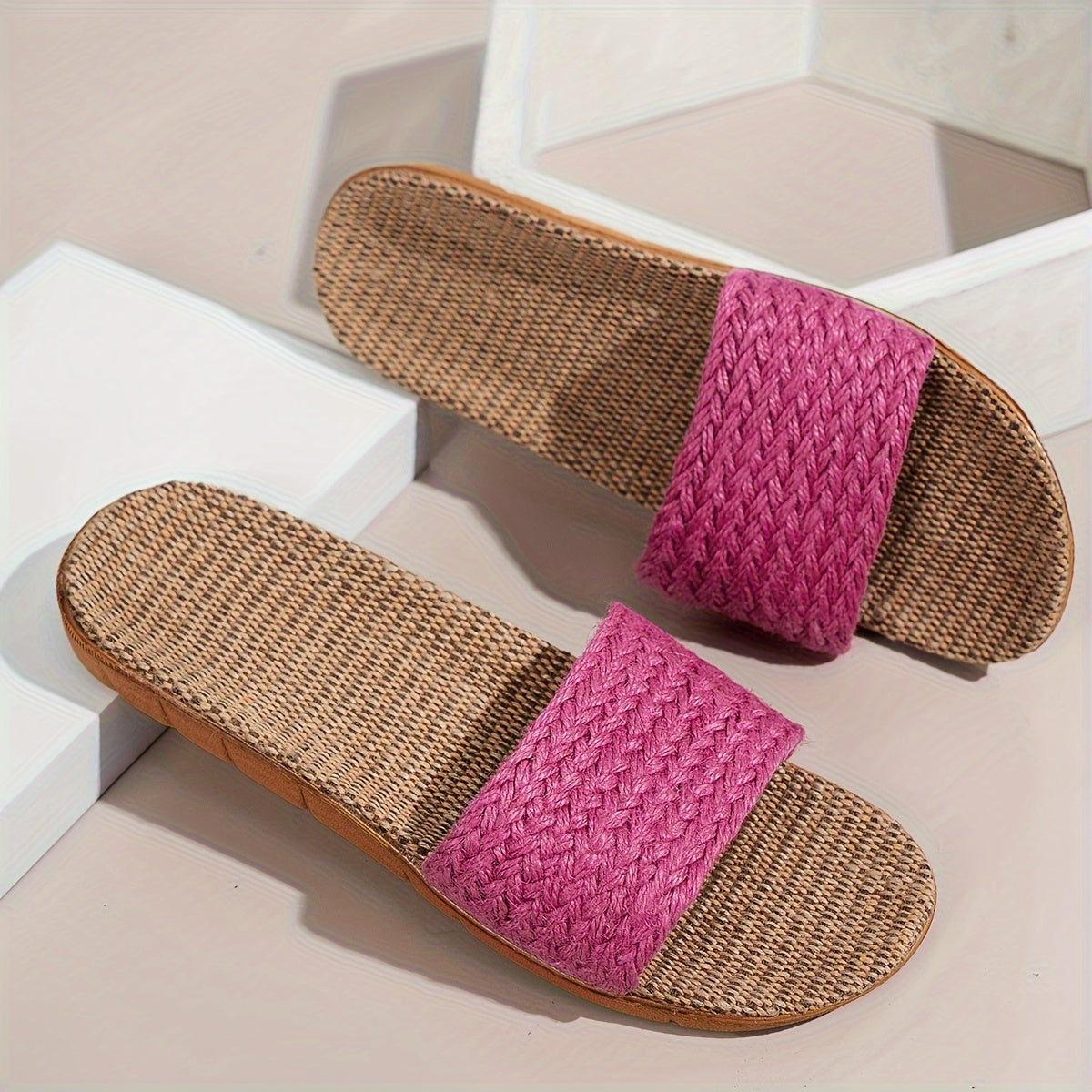 Women's Comfortable Summer Sandals in Casual Style – Flat Slip-Ons, Comfortable House Slippers, Open Toes