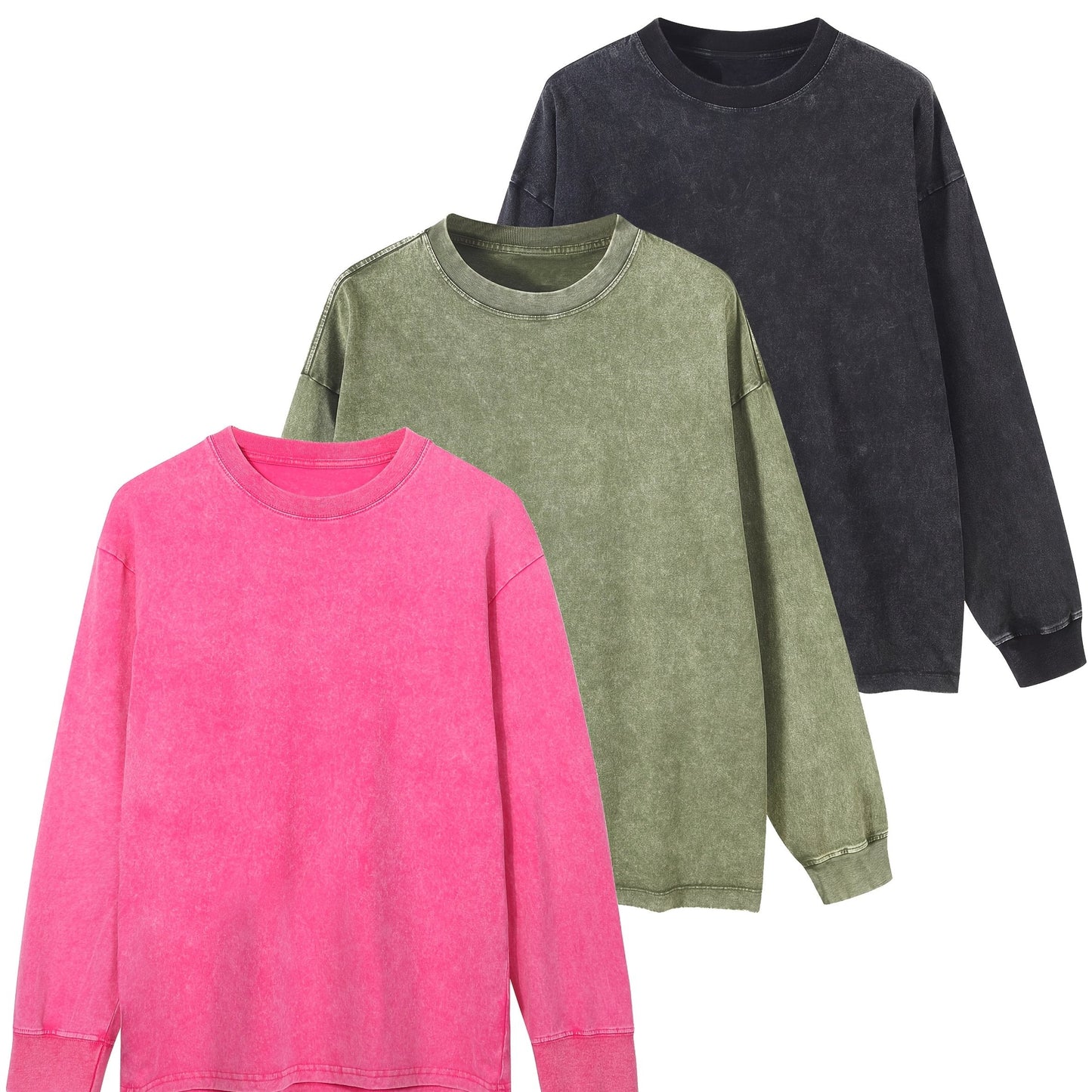 Unisex long-sleeve shirt in a washed look, crew-neck vintage sweatshirt
