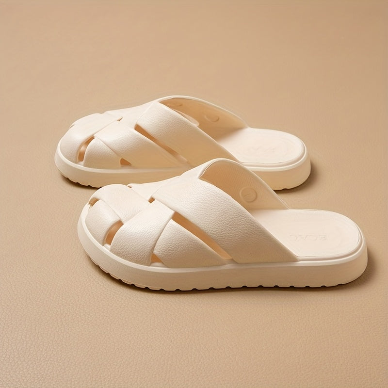 Women's Chunky Platform Slides – Fashionable Braided Casual Sandals for Home and Everyday Wear