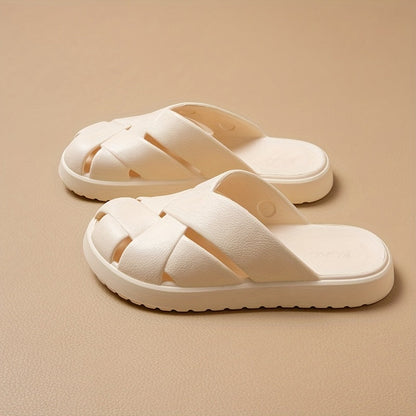 Women's Chunky Platform Slides – Fashionable Braided Casual Sandals for Home and Everyday Wear