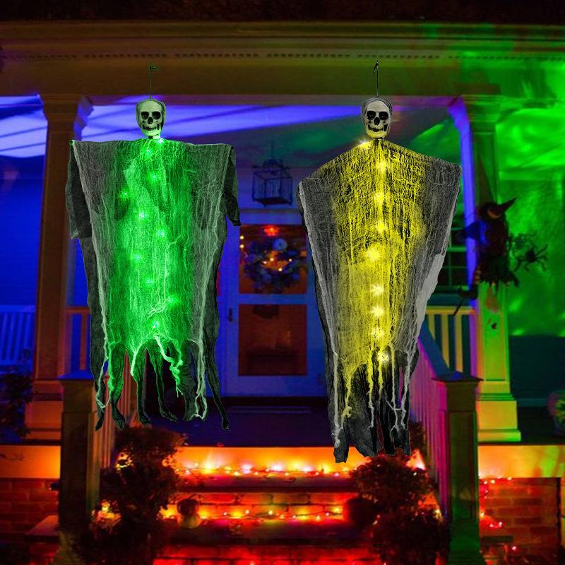 Halloween Hanging Ghost Decoration with LED Lights – Creepy Party and Garden Decor