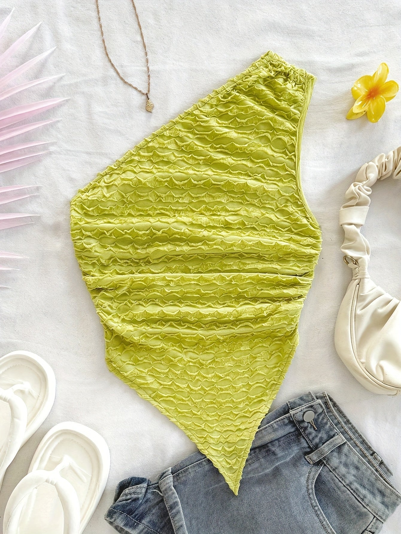 Damen Asymmetrisches Freizeit-Top mit Blumenmuster für den Sommer