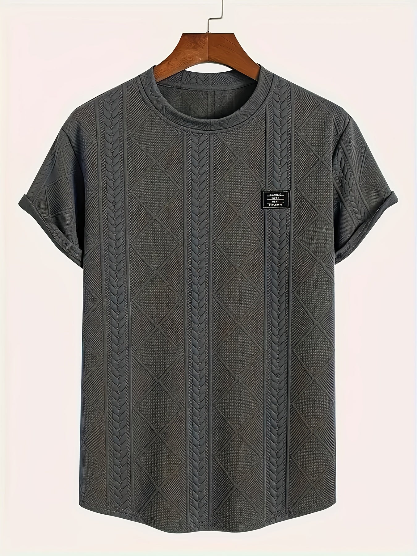 Men's T-shirt with knit pattern look, short sleeves, casual style, ideal for everyday wear and leisure