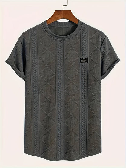 Men's T-shirt with knit pattern look, short sleeves, casual style, ideal for everyday wear and leisure