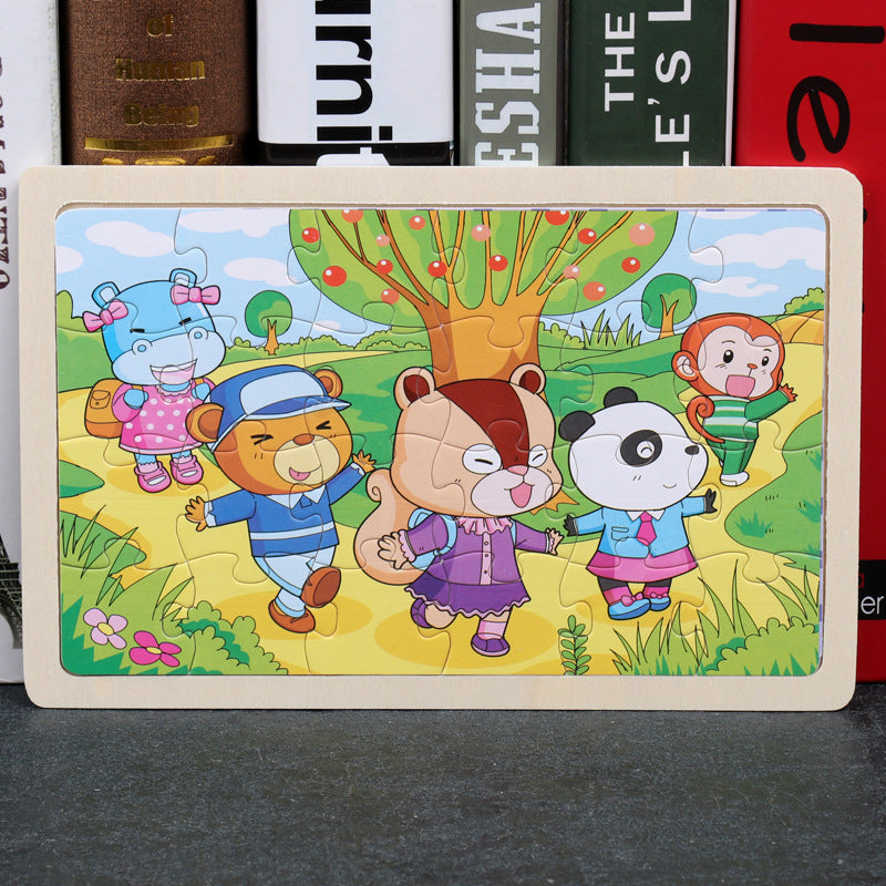 Children's Wooden Puzzle Set – Colorful Educational Toys in Storage Metal Box, from 3 Years, Unisex