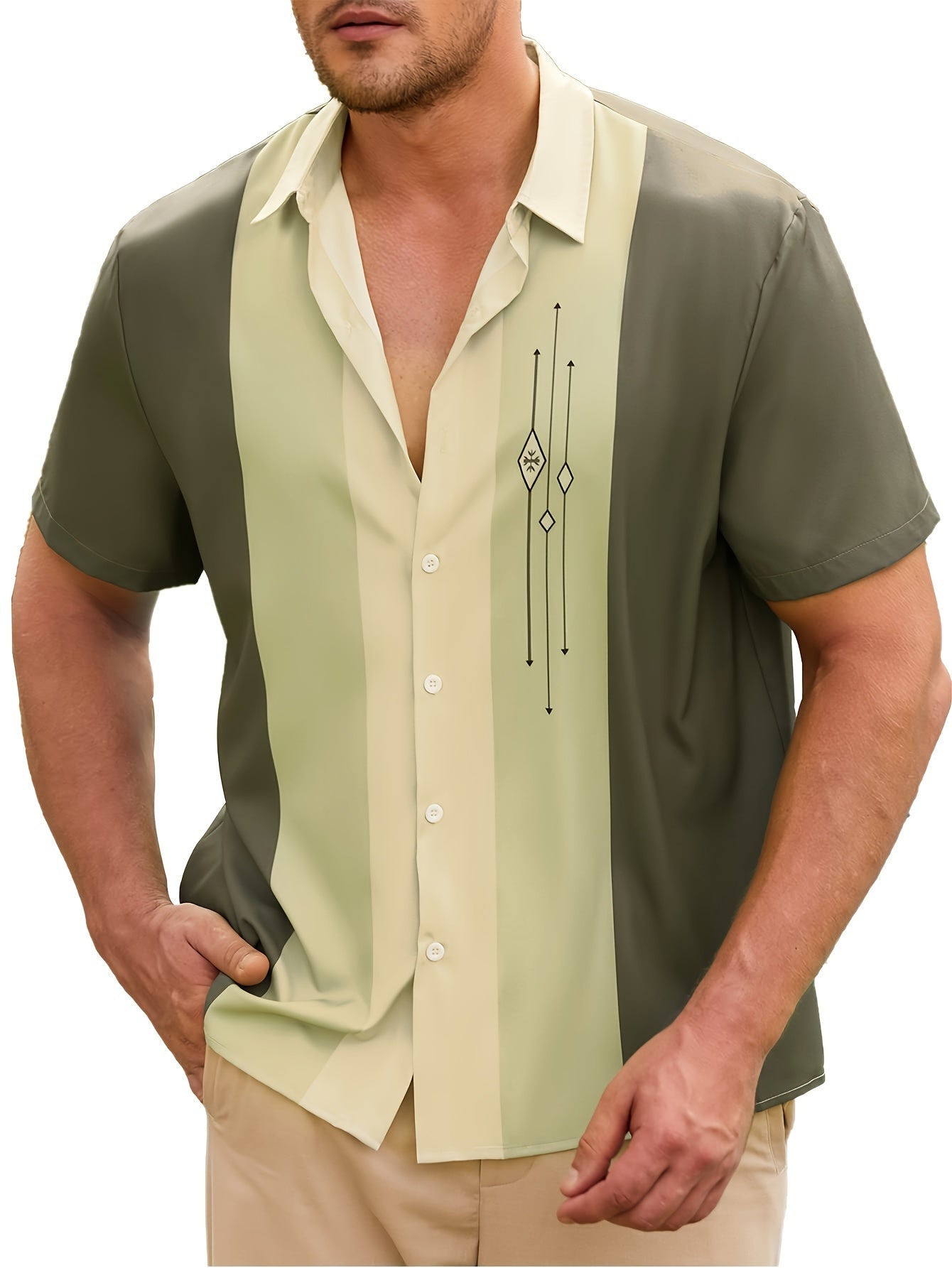 Men's Short Sleeve Bowling Shirt Regular Fit – Retro Casual Style for Everyday & Summer