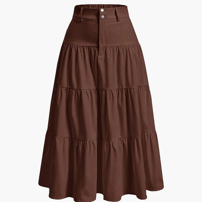 Damen Eleganter Stufenrock mit Hoher Taille für Alltag und Büro