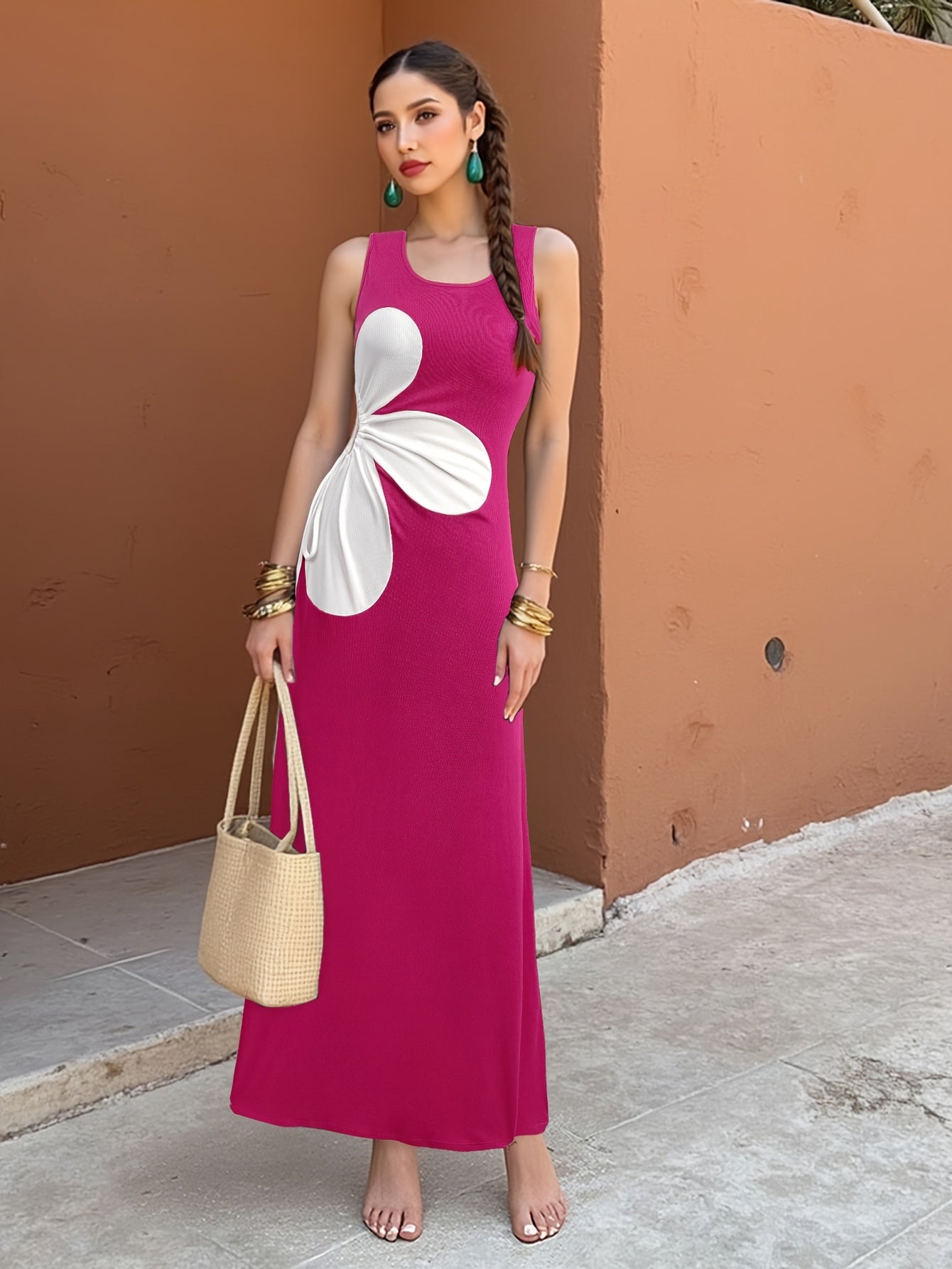 Women's Bodycon Dress with Cut-Out and Floral Design – Summer Party & Casual Style