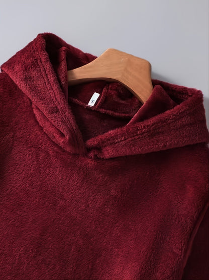 Women's plush hoodie with cat print and button placket