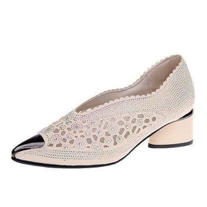 Michelle – Hohe Mesh Pumps mit Strasssteinen