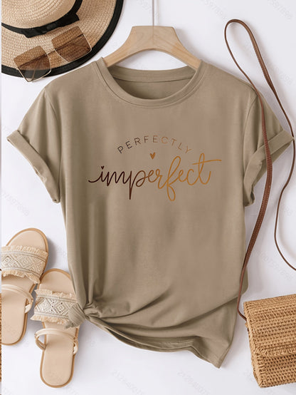 Women's T-shirt with 'Perfectly Imperfect' Print – Casual Style, Motivational Design, Everyday & Leisure