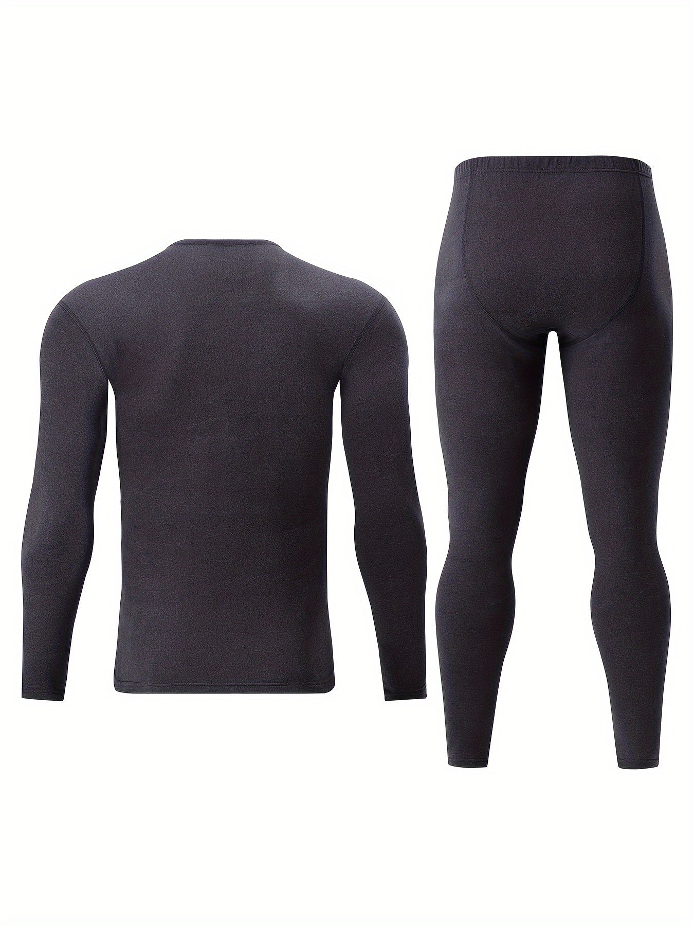Men's thermal underwear set, long-sleeve shirt & leggings, warm two-piece outfit