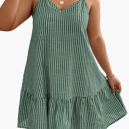 Women's A-line summer dress with stripe pattern and spaghetti straps – Casual & elegant fashion