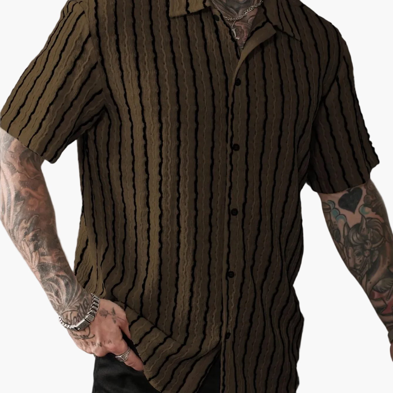 Men's Short-Sleeve Striped Shirt – Modern Summer Shirt for Leisure & Vacation