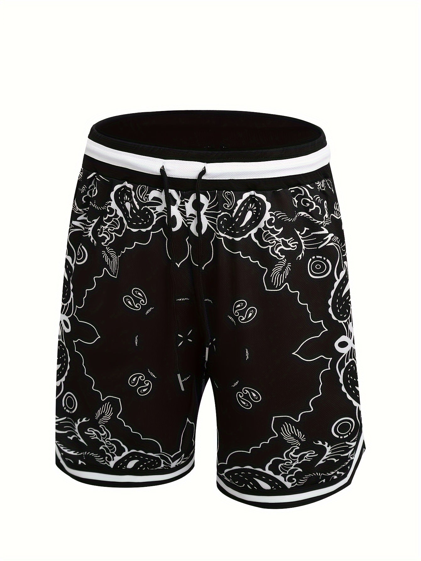 Herren Streetwear Basketball Shorts mit Paisley Print – Sportliche Freizeithose für Alltag & Training
