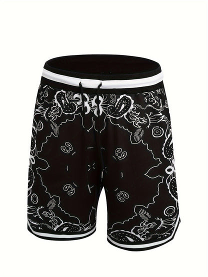 Herren Streetwear Basketball Shorts mit Paisley Print – Sportliche Freizeithose für Alltag & Training